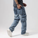  Ceekoo  Multi-pocket Cargo Men's Jeans Loose Straight Outdoor Plus Size 29-46 Military Army Denim Pants Trousers