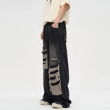 Ceekoo  -  baggy jeans Men's Ripped Black Jeans Harajuku Wide Leg Pants Denim Baggy Y2K Cargo Pants Streetwear Koean Style Clothes Gothic