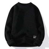 Ceekoo Casual Men's Round Neck Sweater Solid Color Texture Warm Knit Slim Fit Pullover Sweater Fashion New Winter