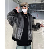 Ceekoo Korean Chic New Spring Transparent Hooded Jacket Men High Quality PU Casual Loose Jackets Male Streetwear Oversized Coat