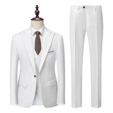 Ceekoo  ( Jacket + Vest + Pants ) Solid Color Office Business Formal Men's Suit Three Piece Set Groom Wedding Dress Party Tailcoat