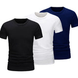 Ceekoo Summer Men's T-shirts Breathable Solid Color Casual T Shirt Cotton Loose O-Neck Tees Short Sleeve Basic Shirt Sportwear Tops