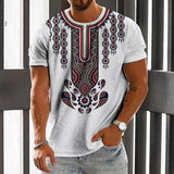 Ceekoo Men'S T-Shirt Summer Short Sleeve Tops Totem Printed Tee Loose Comfortable Pullover Casual Tshirt Vintage Oversized Men Clothing