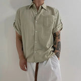 Ceekoo  -  Summer Shirt New Men's Short Sleeve Korean Style Pocket Design Lapel Trend Fashion Loose Casual Male Top 9C5649