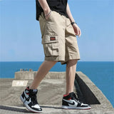 Ceekoo Men Trend Cargo Shorts Men's Letter Print Pocket Shorts Summer New Fashion Casual Straight Shorts Male ropa hombre