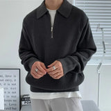 Ceekoo  -  3-Color Lapel Sweater Men Warm Fashion Casual Knit Pullover Men Korean Loose Zipper Long Sleeve Sweater Mens Jumper Clothes