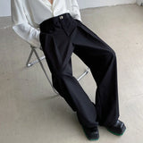 Ceekoo  Black Suit Pants Mens Oversized Fashion Society Mens Dress Pants Korean Loose Wide Leg Pants Mens Office Formal Trousers