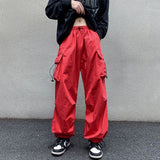 Ceekoo  -  Men's Summer Streetwear Elastic Waist Y2K Baggy Cargo Pants Trousers Hip Hop Loose Women Wide Leg Pants Male Korean