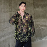 Ceekoo  -  Summer New Fashion Men Shirt Personalized Breathable Korean Style Male Shirts Floral Pattern Sun-protective Clothing 9C5996