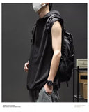 Ceekoo  Summer Casual Pullover Shirt Tess Vest Men's Loose Sleeveless Hooded Cool Boy Versatile Sports Tops Solid Undershirt