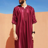 Ceekoo   New Men Arab Muslim Fashion Islamic Clothing Men Embroidered Jubba Thobes Homme Moroccan Kaftan Eid Prayer Long Robe Dress