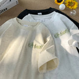 Ceekoo  -  New Summer Short Sleeve Retro Embroidery Pattern T-shirt for Men Women Tshirt Loose Fit Casual Couple Tee Tops