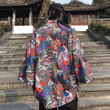 Ceekoo  - Japanese Style Men's Lightweight Kimono Jacket Dragon Print Kimono Cardigan New Arrival Street Shirt Harajuku Kimono Couple Tops