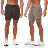 Ceekoo M-5XL  Jogger Shorts Oversized Men 2 In 1 Short Pant Gyms Fitness Built-in Pocket Quick Dry Running Shorts Man Athletic Shorts