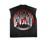 Ceekoo  -  Y2K Fashion Personality Breathable Graffiti Sleeveless Summer Unique Vest Hip Hop Trend Punk Goth Street Super Cool Loose Tshirt