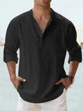 Ceekoo  New Men's Linen Long Sleeve T-Shirts Breathable Shirt  Casual Basic Cotton Linen Shirt Tops S-5XL
