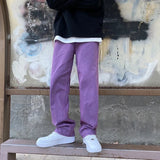 Ceekoo Harajuku Style Straight Jeans Men's Y2k Streetwear Trend Green Purple Trousers Casual Baggy Wide Leg Jeans Denim Pants