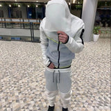 Ceekoo  -  Fall Tracksuits Mens Fashion Patchwork Slim Zipper Hoodies Jackets And Pants Suits Men Winter Casual Long Sleeve Two Piece Sets