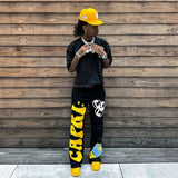 Ceekoo  - mens outfits Y2K new best-selling American hip-hop letters printed loose casual pants men's Harajuku Gothic running casual pants street wear