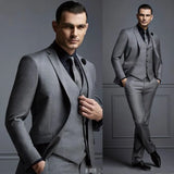 Ceekoo  New Grey Men Suit Groom Suit Cheap Formal Man Suits For Wedding Best Men Slim Fit Groom Tuxedos For Man(Jacket+Vest+Pants)