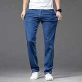 CeekooPlus Size 44 46 Men's Thin Jeans Summer New Straight Elastic Denim Pants Fashion Male Business Casual Baggy Trousers