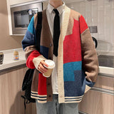 Ceekoo  -  Autumn and Winter Korean Style Fashion Knit Cardigans Sweater Patchwork Color Couple Men Casual Trendy Coats Jacket Men Clothes