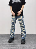 Ceekoo  Thin slimming washable ripped straight leg pants with a loose fitting design for men mens jeans  men clothing  streetwear men