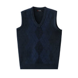 Ceekoo New Fashion V Neck Vest  Pullover Diamond Sweater Designer Brand Men Knitted Sleeveless Autum Casual Men Clothing A28