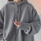 Ceekoo  - Men Pullover Hoodie Korean Style Classic Solid Color Casual Hoodies Oversized Loose Hooded Knitwear Mens Knitted Pullovers