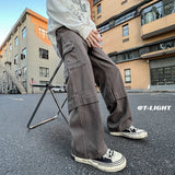 Ceekoo Hip Hop Tooling Pants Men Multi Pockets Cargo Pants Trousers Women Mens Streetwear Casual Pants Straight Loose Joggers Overalls