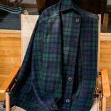 Ceekoo  -  American Retro Blue Green Plaid Wool Jacket Loose Thick Plaid Shirt Jacket Men's Coat Clothing Spring And Autumn