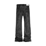 Ceekoo High Street Hand Brushed Glue Sparkling Baggy Flare Jeans for Men Y2k Pantalones Hombre Leather Pants Oversized Denim Trousers