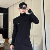 Ceekoo  -  Slim Male Long Sleeve T-shirts Autumn New Versatile Detachable Breastpin Fashion Niche Design Korean Underlay Tops 9C1590