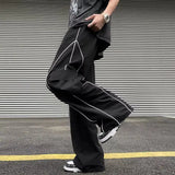 Ceekoo Oversized Black Sweatpants Men Side Stripe Basic Cargo Pants Lady Y2K Streetwear Baggy Jogger Men Women Casual Korean Fashion