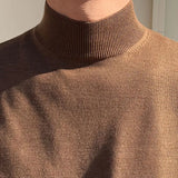Ceekoo  Half Turtleneck Sweater Men's Long-sleeved Korean Solid Color Knit Sweater Underwear Bottoming Shirt Casual Versatile Male