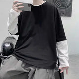 Ceekoo  Autumn Top Long Sleeves Oversized Hip Hop Comfortable Autumn Top  Loose Men T-shirt for Daily Wear