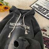 Ceekoo  -  Winter Warm Thickened Casual Men's Hoodie Korean Fashion Embroidery Letters Sweater Harajuku Street Unisex Hoodies