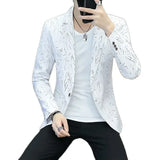 Ceekoo New Boutique Fashion Print Men Casual Business Blazer / Hot Stamping Stripe Mens Slim Suit Jacket Male Coat