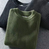 Ceekoo  New Autumn and Winter Fashion Simple Thread Round Neck Loose Relaxed Thickened Underlay Knitted Oversize Men's Sweater