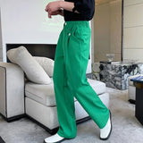 Ceekoo  -  Korean Style Casual Bandage Simple Solid Color Men's Straight Pants Button Pocket Zipper Autumn New  Versatile