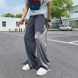 Ceekoo Summer Pleated Pants Men Oversized Gray Black Casual Trousers Men Japanese Streetwear Loose Wide Leg Pants Mens Ice Silk Pants