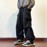 Ceekoo  Black Men's Pants Oversize Pants High Street Fashion Wide leg Men's Cargo Pants Streetwear Fashion Harem Pants Men