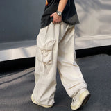 Ceekoo  -  fall outfits Harajuku Vintage Wide Leg Pants Quick Dry Sweatpants Loose Beige Ice Silk Cargo Pants Japanese Y2K Pants Summer Fashion