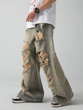 Ceekoo  Old and Worn Hole Jeans, High Street, Wasteland Style, Small Crowd Vibe, Beggar, Floor Sweeping Long Pants, blusa masculina