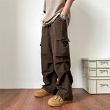 Ceekoo Summer Thin Pants Men Fashion Pocket Cargo Pants Men Japanese Streetwear Hip-hop Loose Straight Pants Mens Oversized Trousers