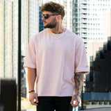 Ceekoo  -  New Fashion Ribbed Sports T-Shirts Mens Letter Embroidery Short Sleeve O Neck Tee Top Summer Casual Loose Tshirt Streetwear Male