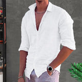 Ceekoo Cotton Linen   Summer New Men's Solid Color Linen Casual Shirt Cardigan Long Sleeve Thin Breathable Shirts US S-3XL