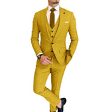 Ceekoo  -  Summer Linen Men Suits 3 Piece (Jacket+Pants+Vest) Elegant Wedding Party Prom Tuxedo Fashion Smart Casual Costume Homme Slim