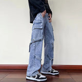 Ceekoo  -  Women's Men's Y2K Clothes Jeans Clothing Cargo Pant Wide Leg Flared Denim Pants Streetwear Baggy Jeans Straight Trousers For Men