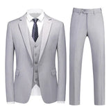 Ceekoo M-6XL Double Vent Mens Suit ( Blazer+Vest+Pants) Solid Color Formal Office Business Suit Three-piece Groom's Wedding Dress Party